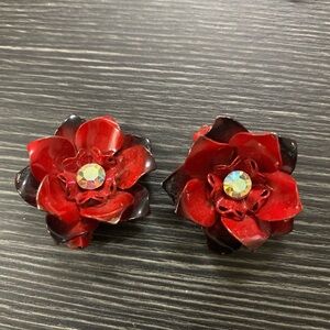 Elegant Red Floral Earrings